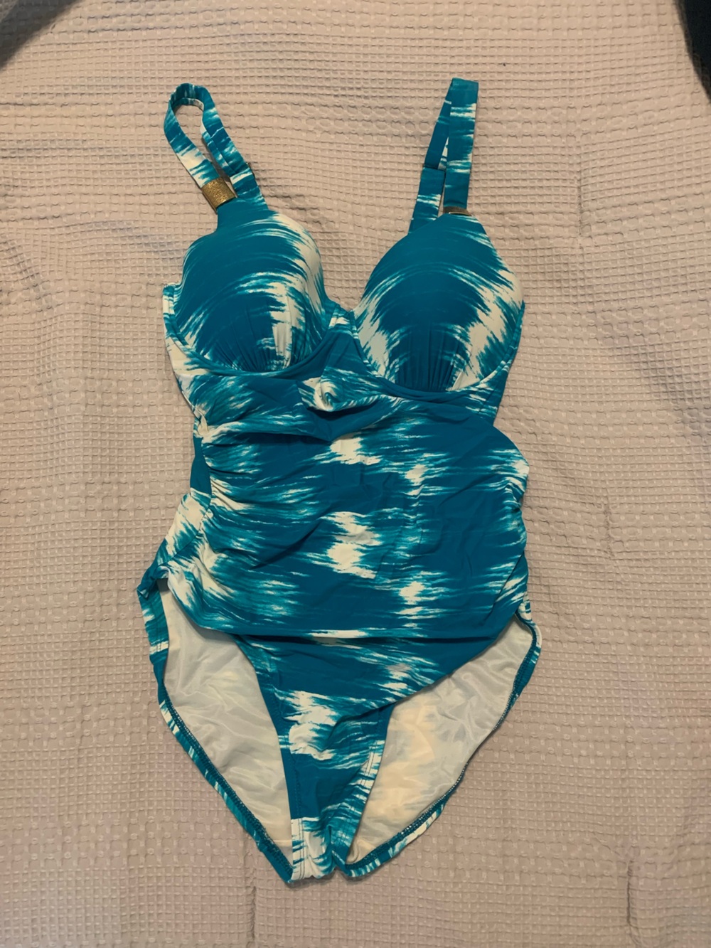 SPANX Turquoise and White Swimsuit